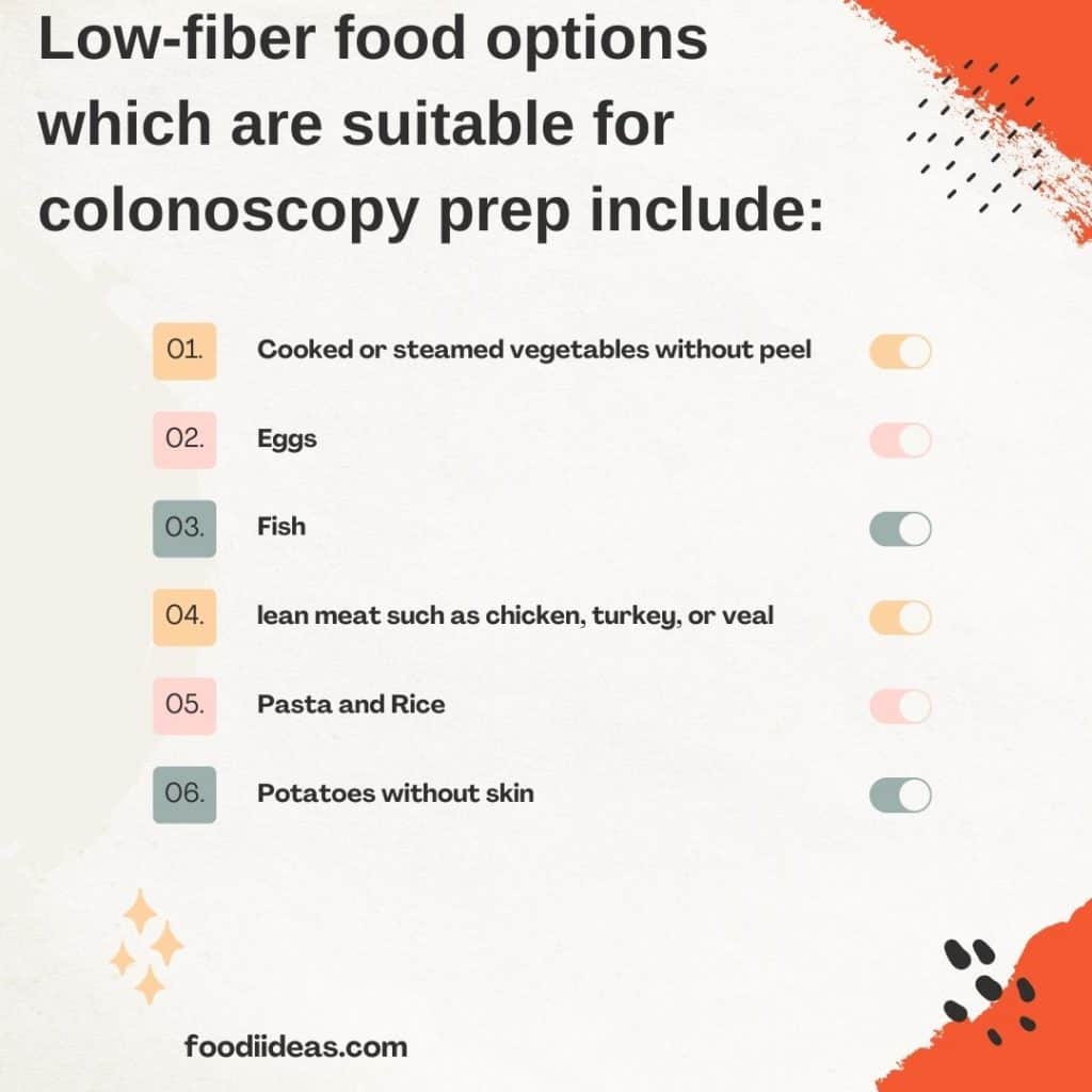 eat low fiber foods before colonoscopy